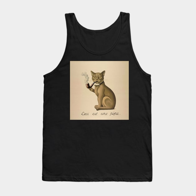 Ceci n'est pas une pipe - Magritte parody opinionated cat Tank Top by Babush-kat